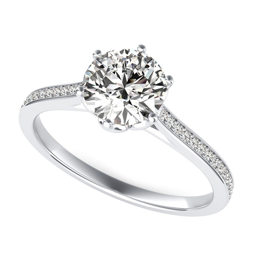 Flower Prong  Cathedral Engagement Ring