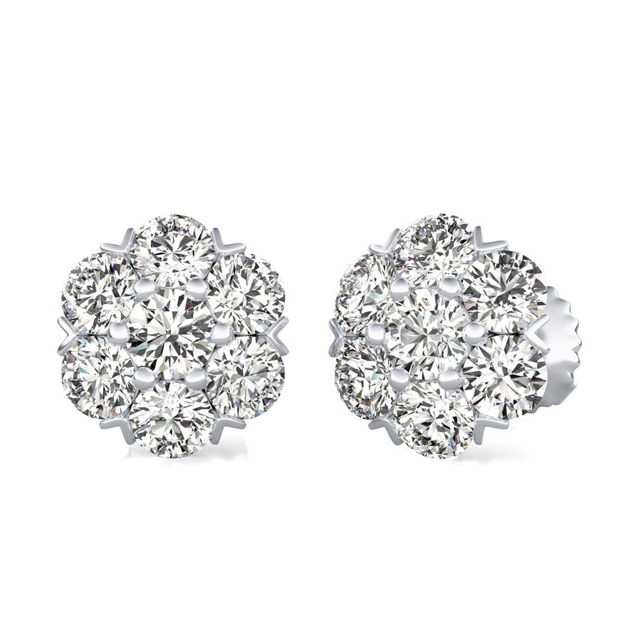 3.50 Ct. T.W. Cluster Stud Earrings