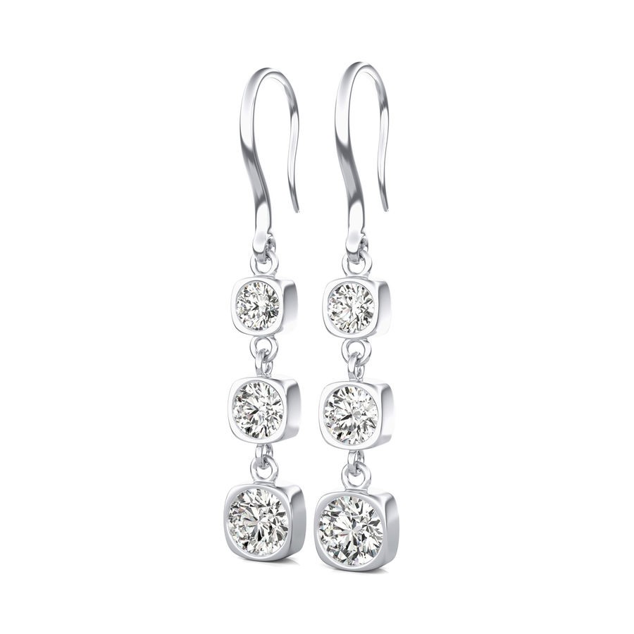 Three Stone Lever Back Earrings