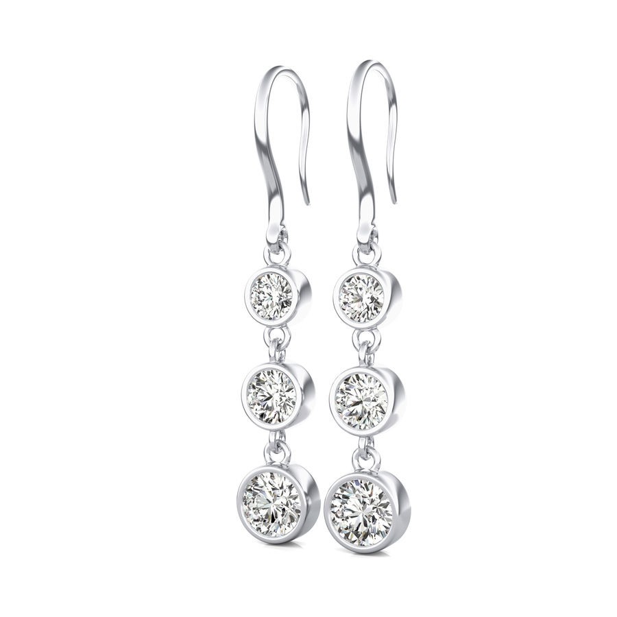 Three Stone Lever Back Earrings