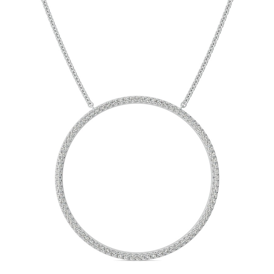 Circle Pendant 1.25 Inch With Pave Set Stones