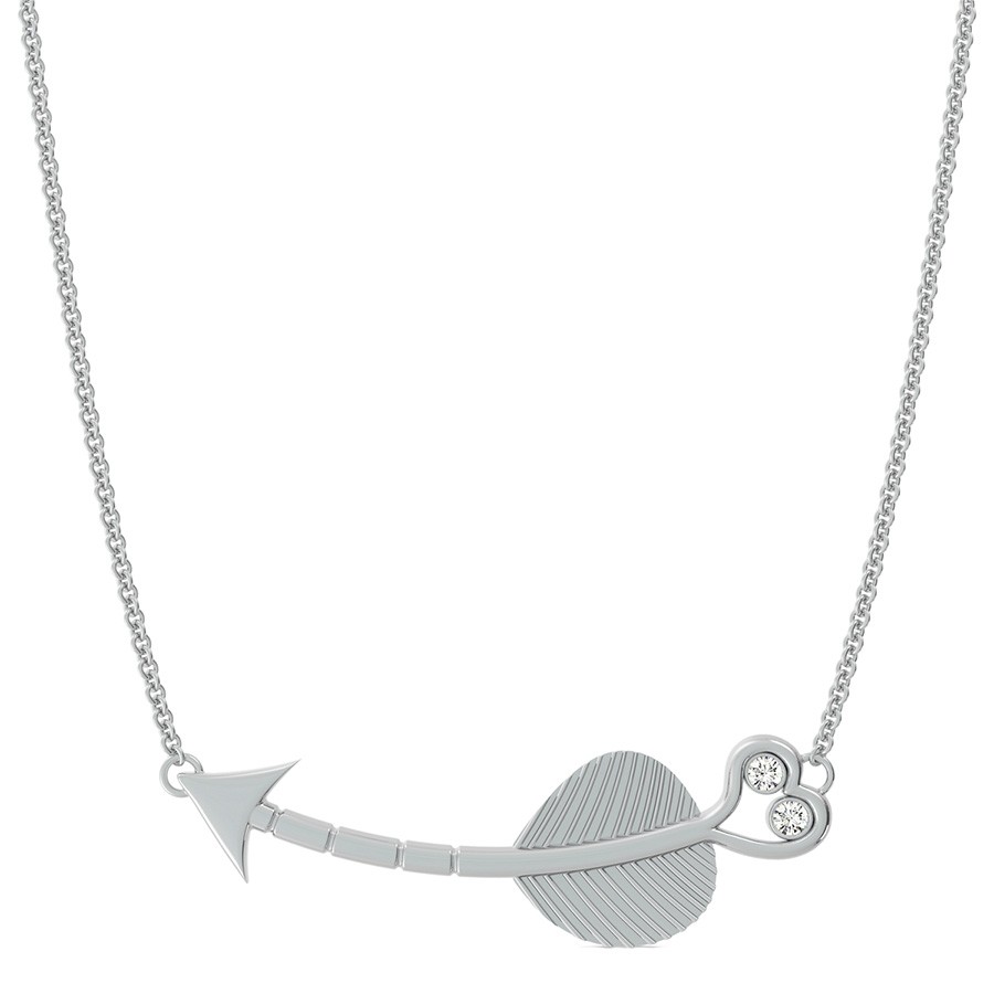 Tribal Heart Curved Arrow Pendant With Bezel Set Stones