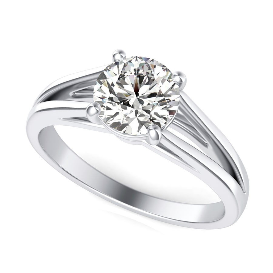 Engagement Ring : split crossover shank shoulder set 4 claw solitaire round  brilliant : Samara James