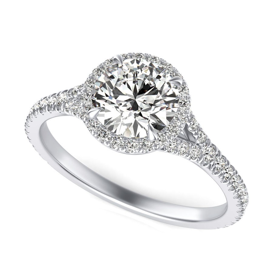 Split Shank Halo Engagement Ring