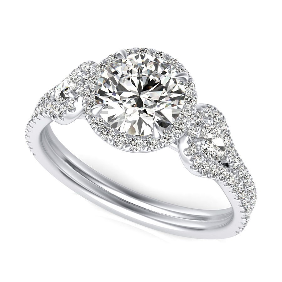 Halo Three Stone Engagement
