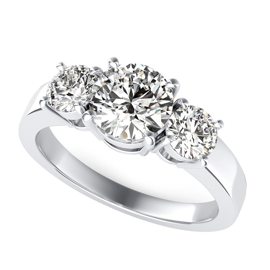 Classic Basket Three Stone Engagement Ring