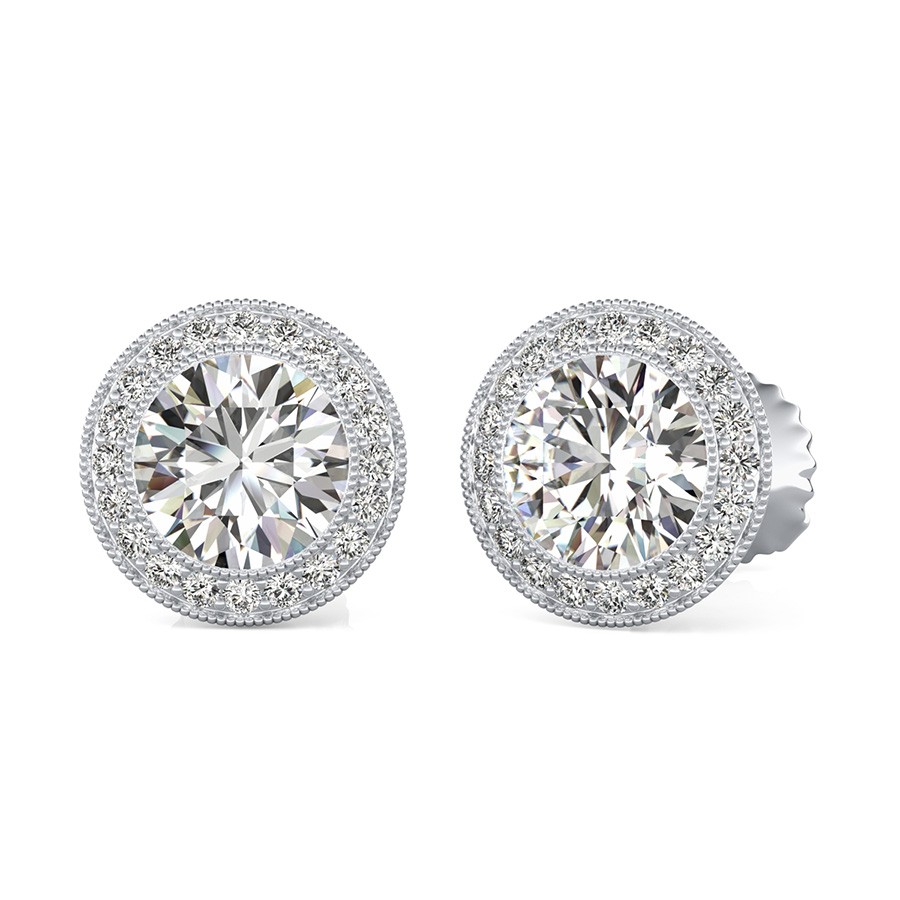 Butterfly Milgrain Bezel Halo Earrings