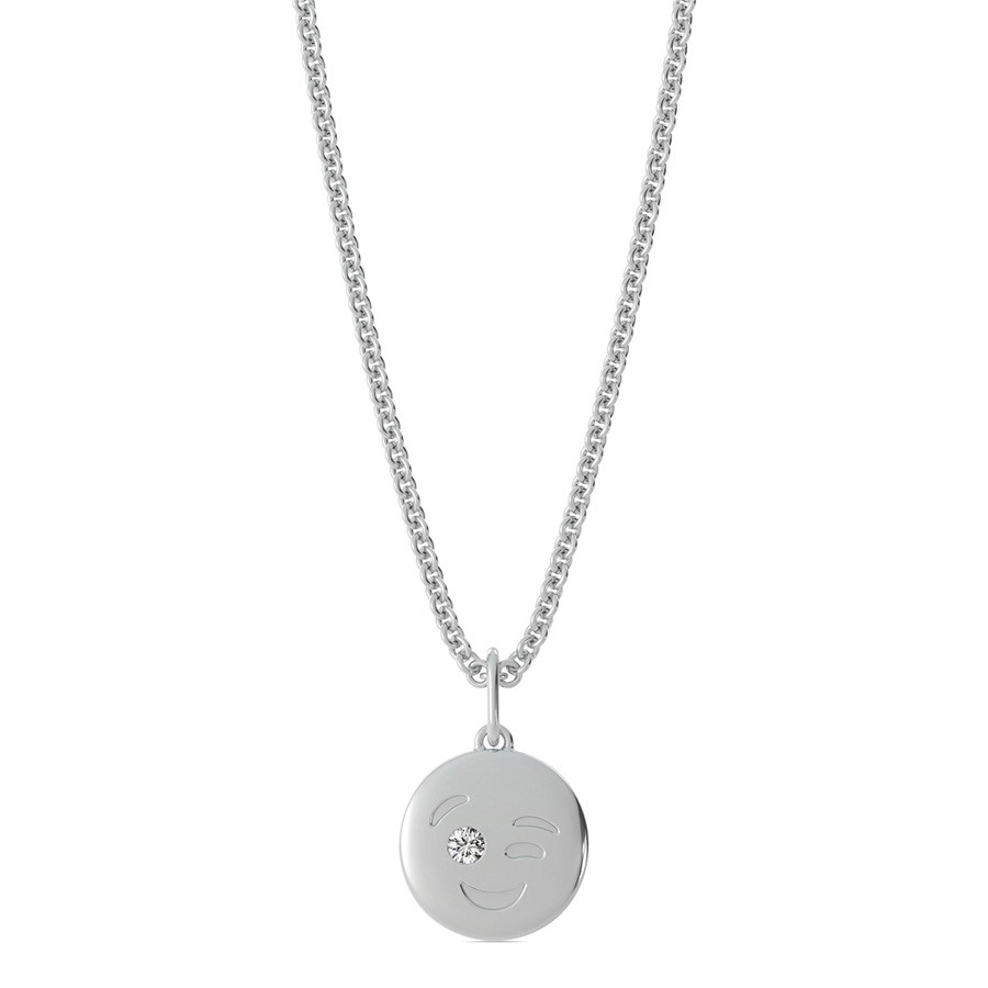 Winky Face Emoji Disc Pendant