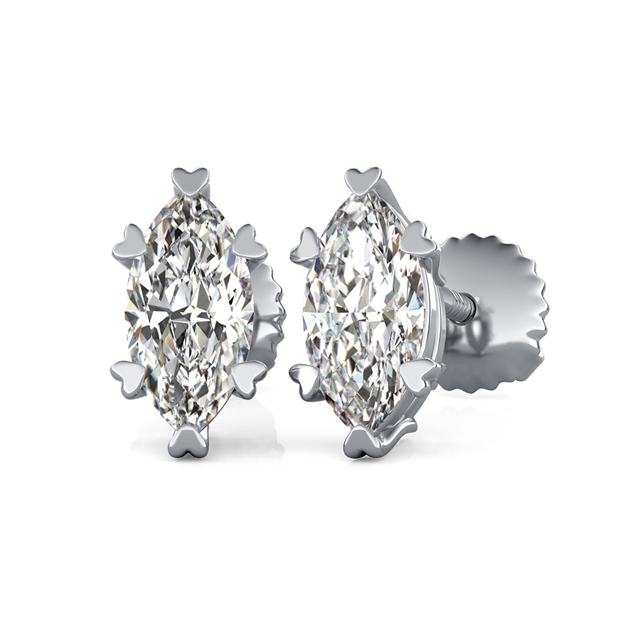 Stud Earrings With Heart Shaped Prong Setting