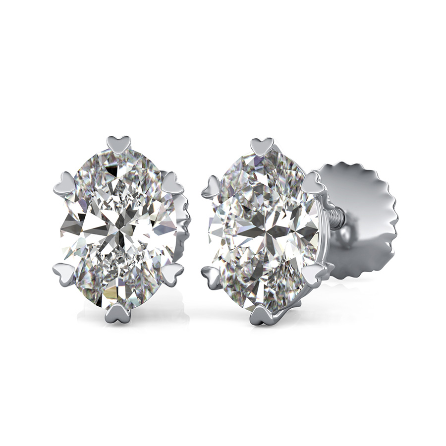 Stud Earrings With Heart Shaped Prong Setting