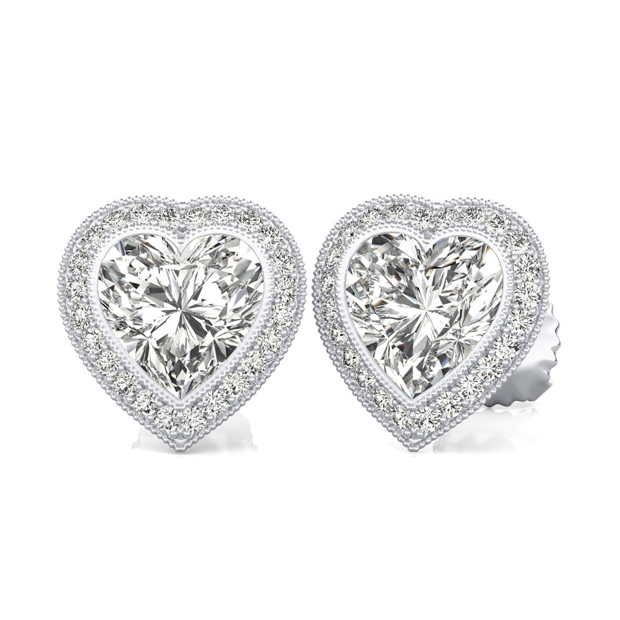 Halo Stud Earrings With Milgrain
