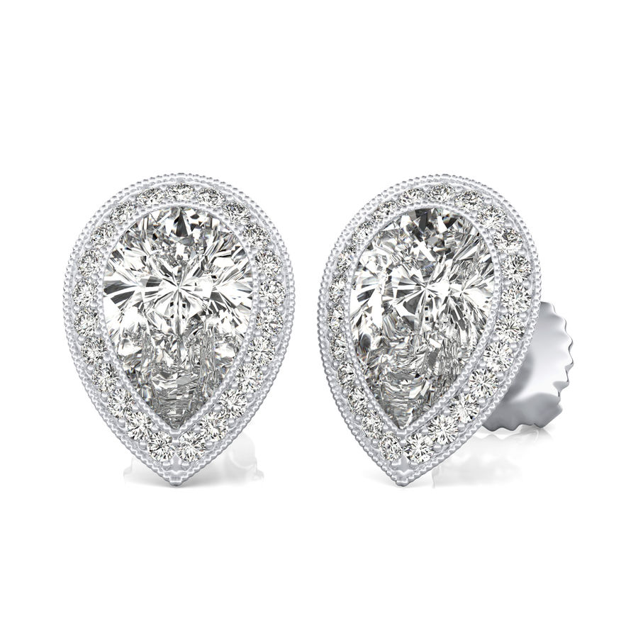 Halo Stud Earrings With Milgrain
