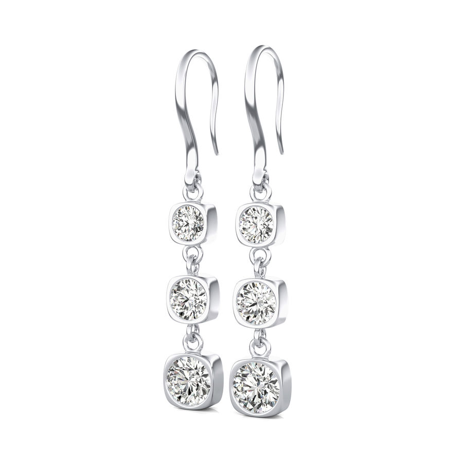 Three Stone Lever Back Earrings