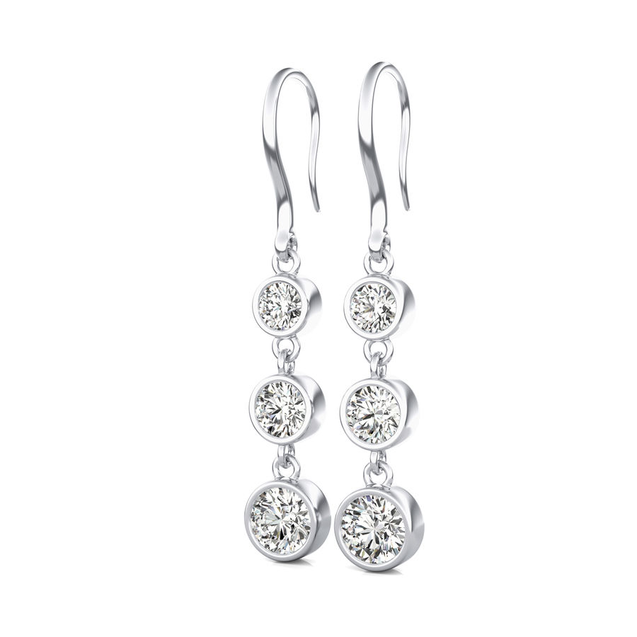 Three Stone Lever Back Earrings
