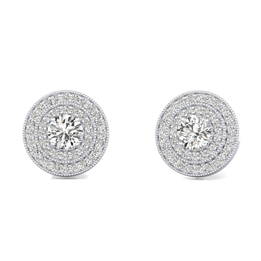 Double Halo Stud Earrings