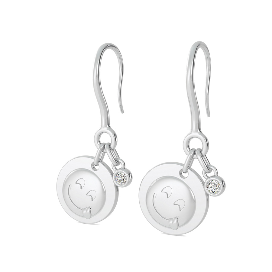 Tongue Out Emoji Disc Earrings