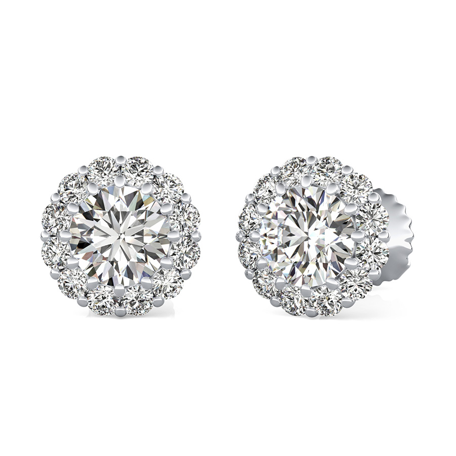 Curved Basket Halo Earrings