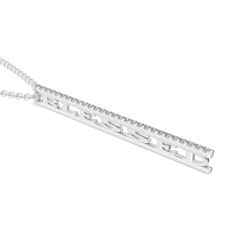 "BLESSED"  Drop Bar Pendant 