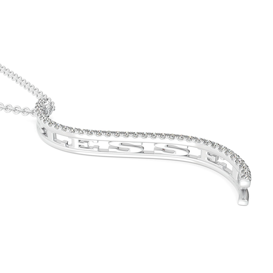 "BLESSED" S-Curved Drop Bar Pendant 