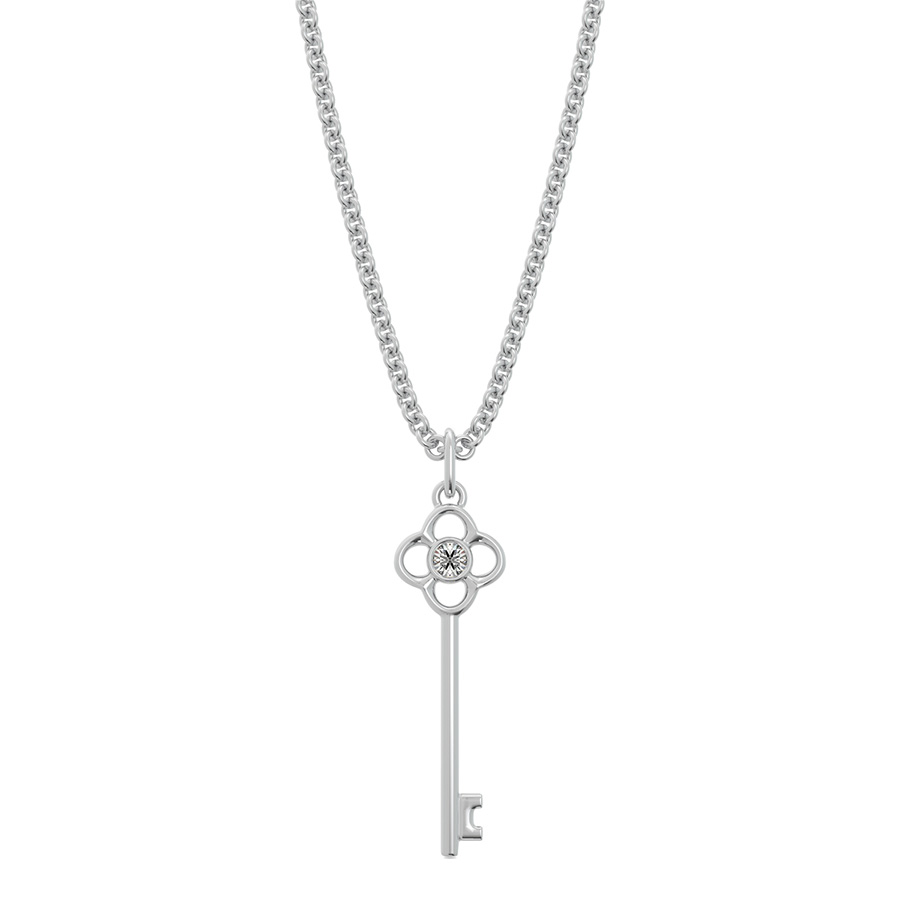 Victorian Key Pendant With Bezel Set Stone