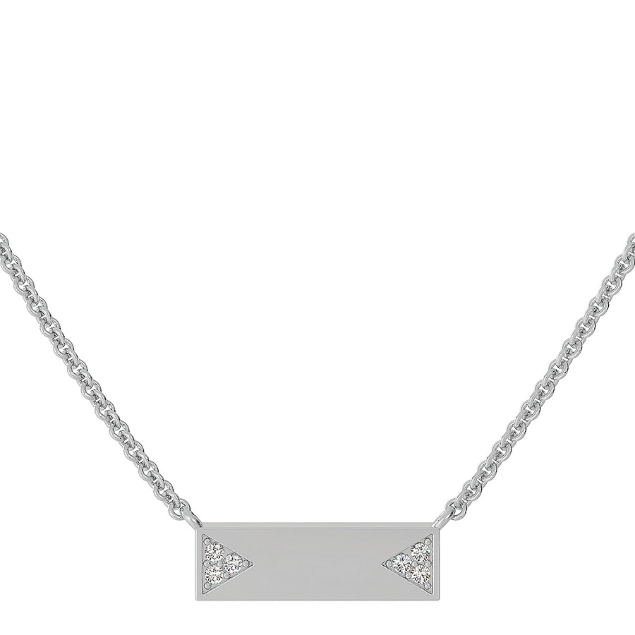 Bar Pendant With Triangle Shaped Pave Set Stones