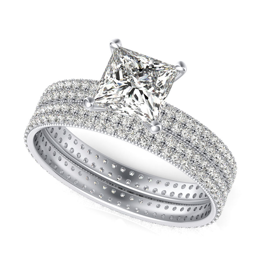 Eternity Engagement Ring With Matching Band