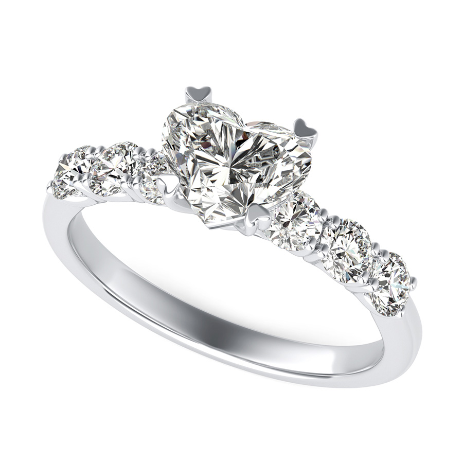 Engagement Ring With Side Stones Set In U Shape Prongs