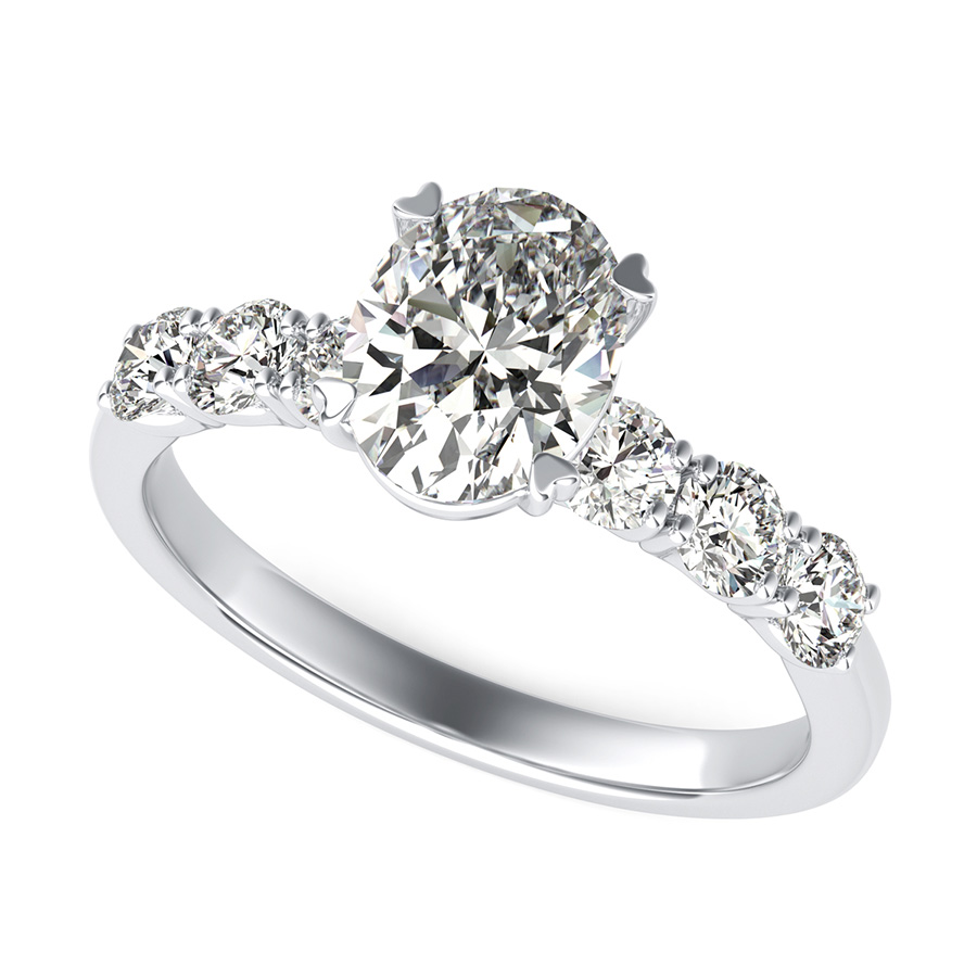 Engagement Ring With Side Stones Set In U Shape Prongs