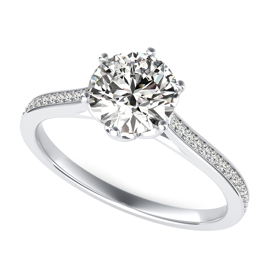 Flower Prong  Cathedral Engagement Ring