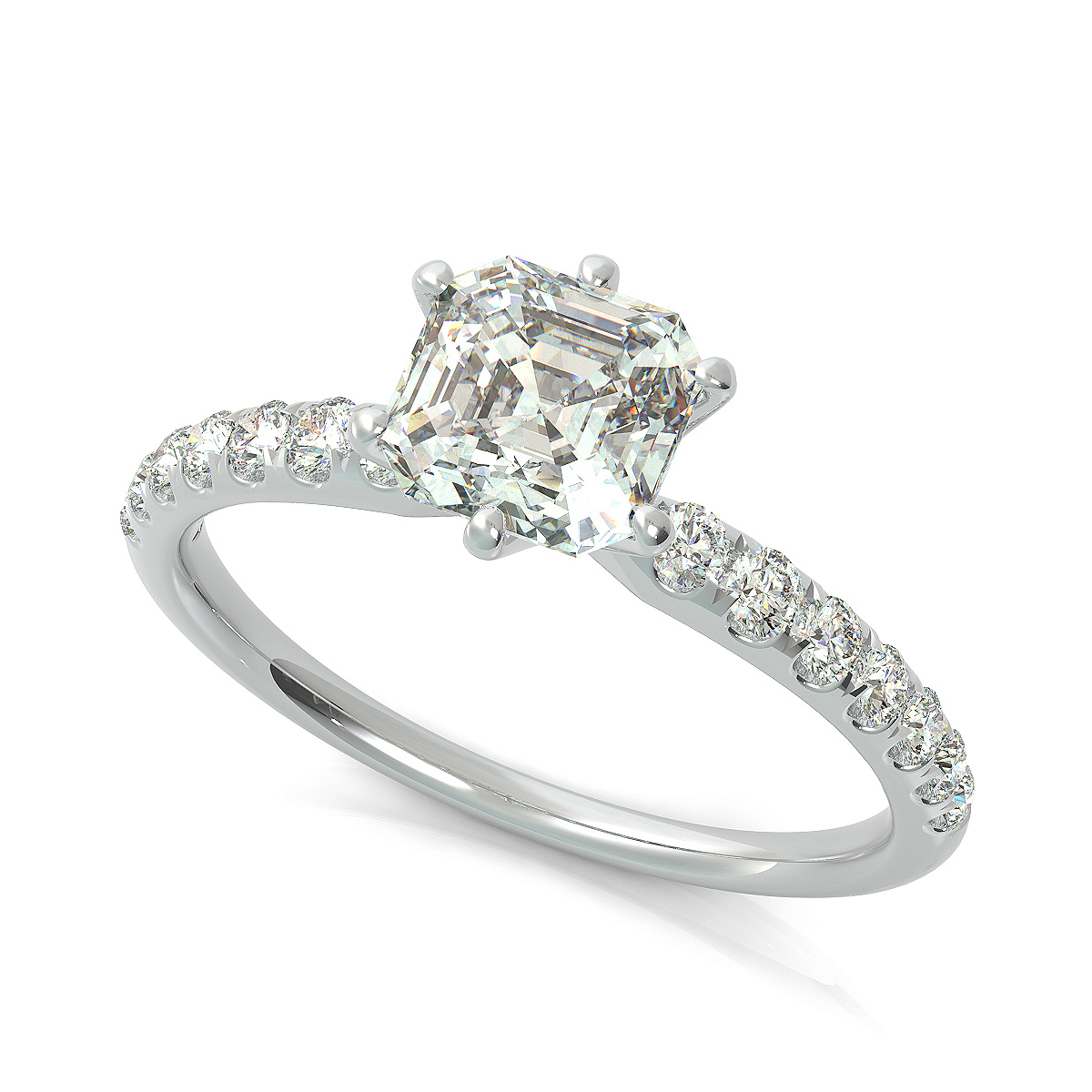 Classic Engagement Ring With Prong Set Side Stones
