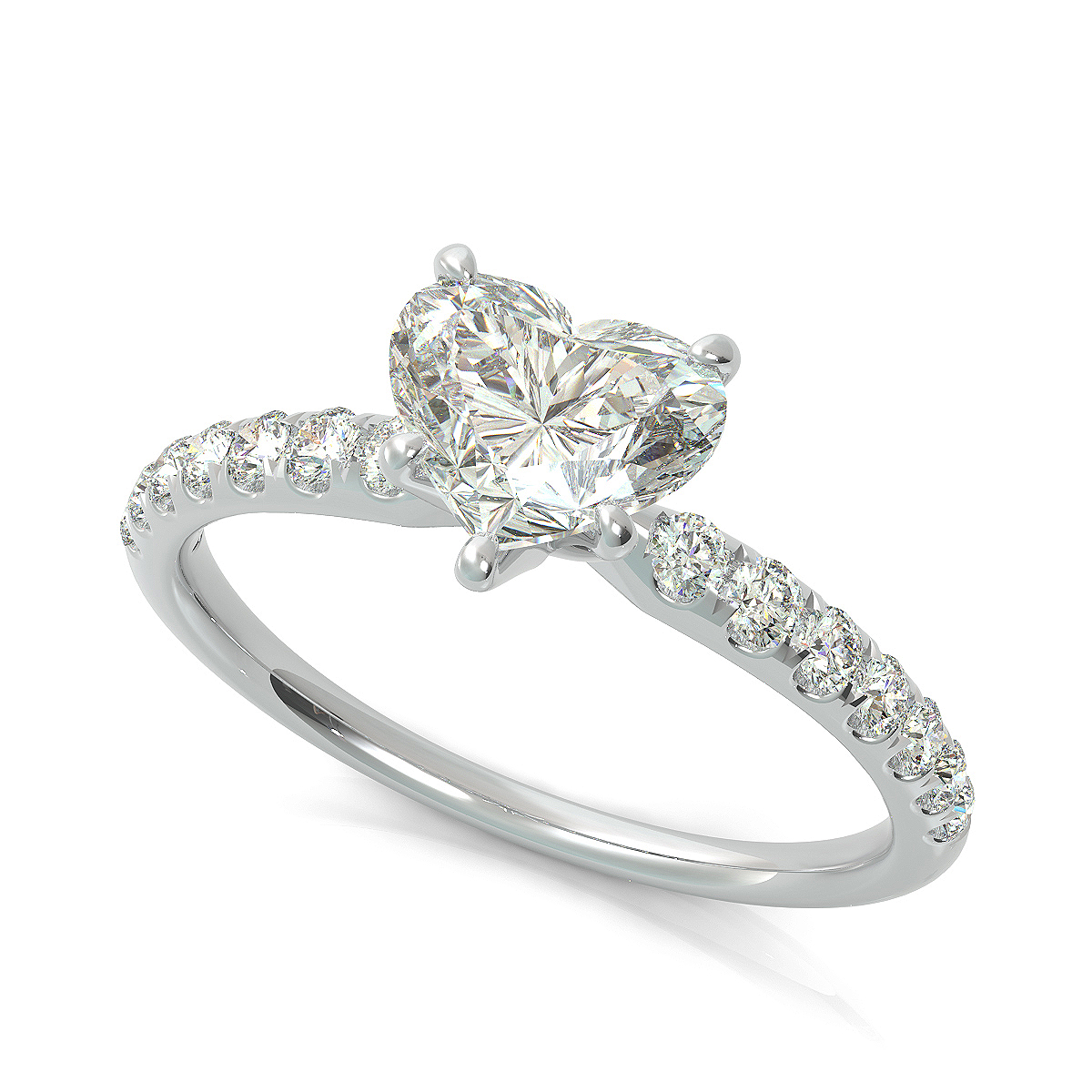 Classic Engagement Ring With Prong Set Side Stones