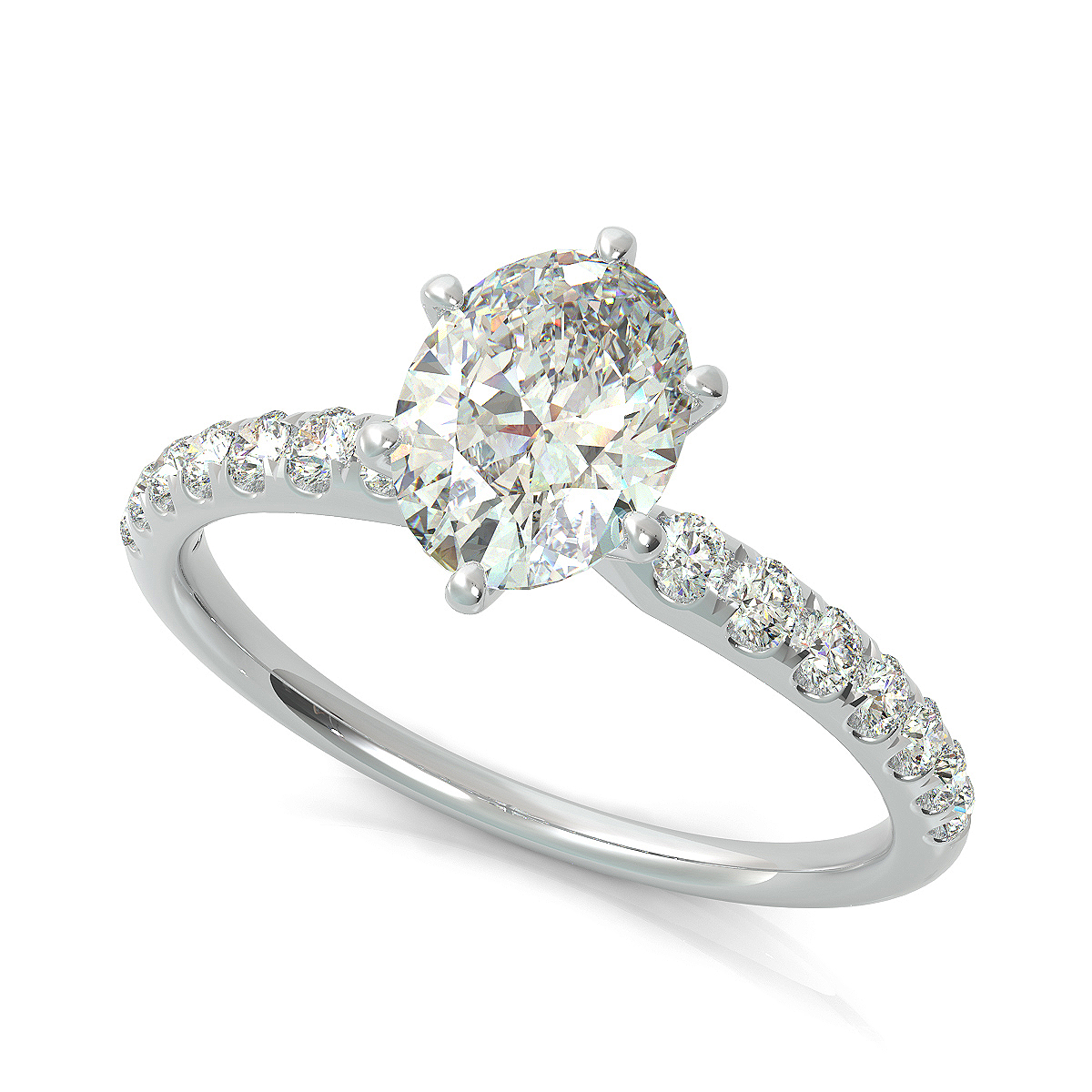 Classic Engagement Ring With Prong Set Side Stones