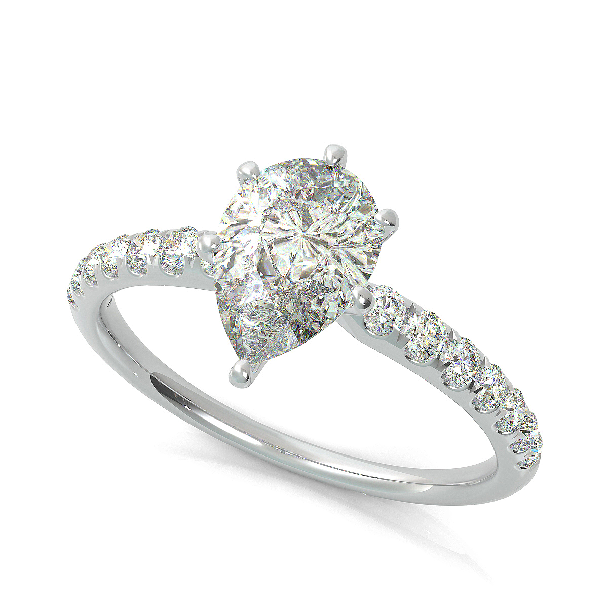 Classic Engagement Ring With Prong Set Side Stones