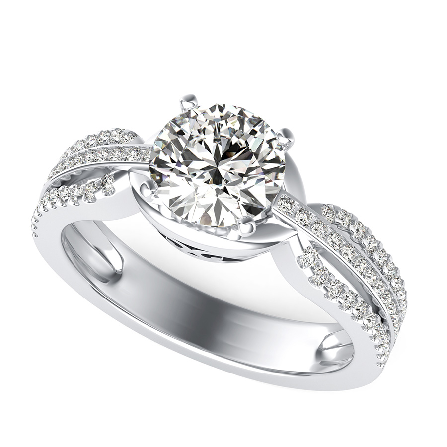 Unique Triple Band Engagement Ring With Side Stones 