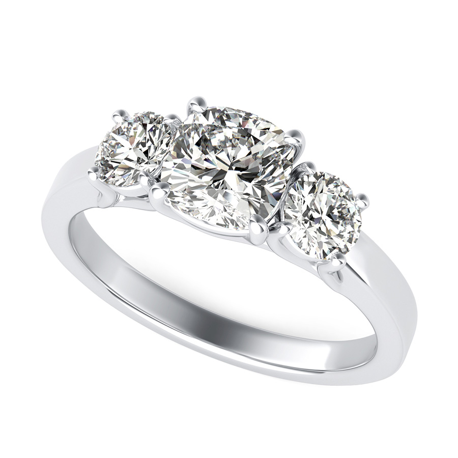Classic Three Stone Trellis Engagement Ring 