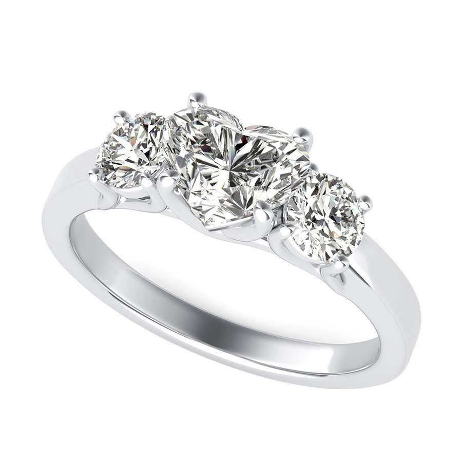Classic Three Stone Trellis Engagement Ring 