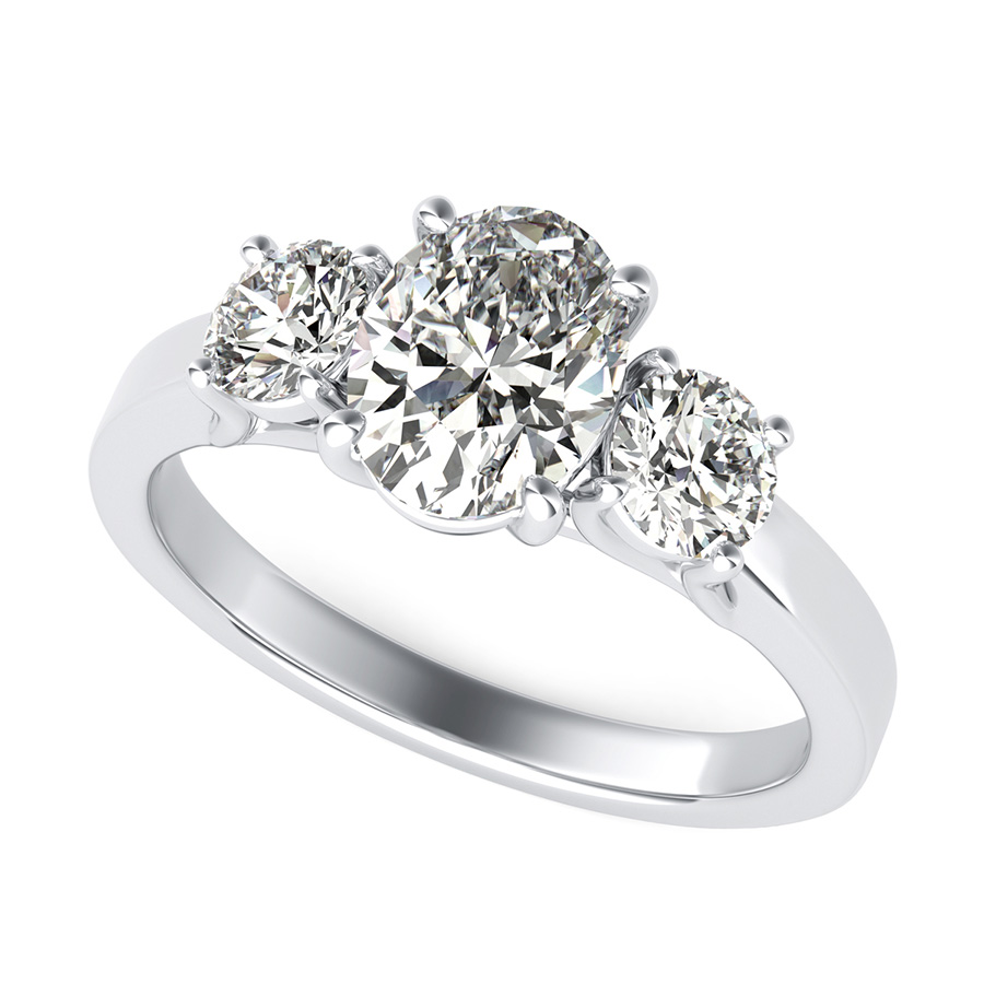 Classic Three Stone Trellis Engagement Ring 