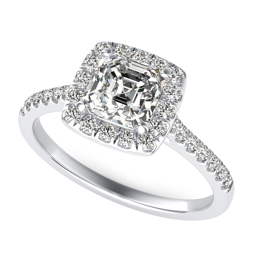 Classic Square Halo Engagement Ring