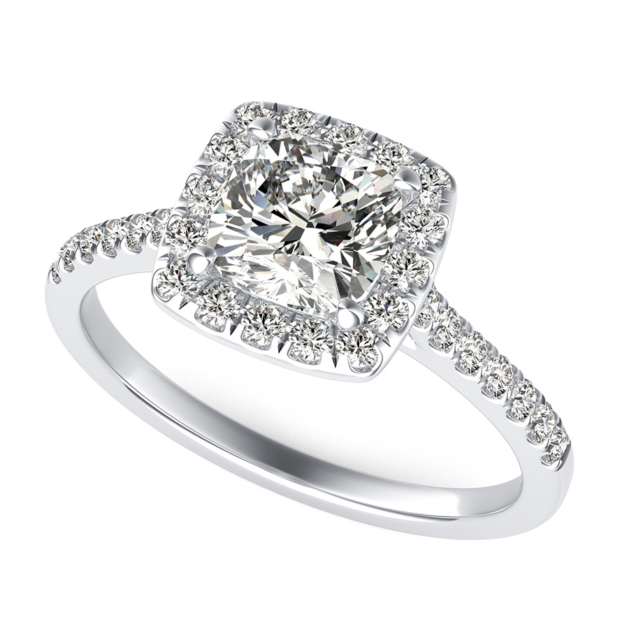 Classic Square Halo Engagement Ring