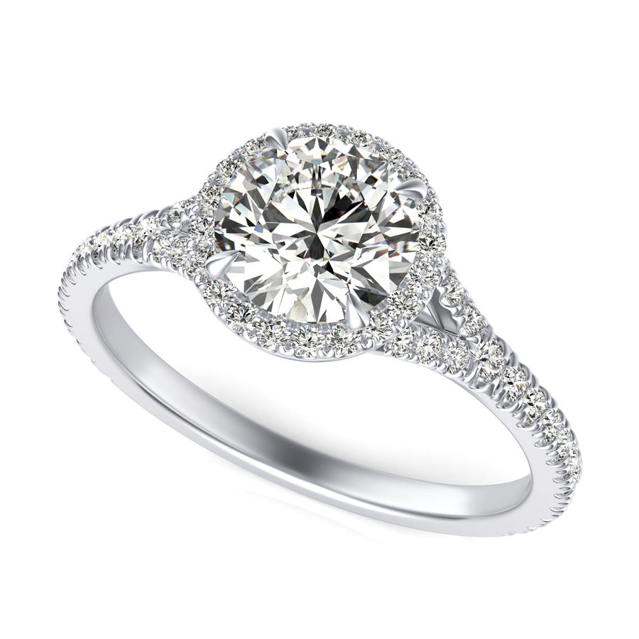 Split Shank Halo Engagement Ring