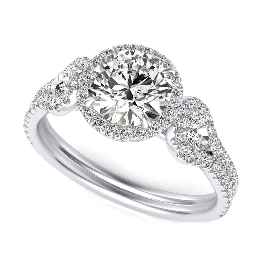 Halo Three Stone Engagement