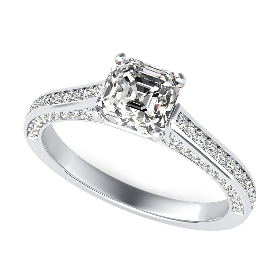 Cathedral Engagement Ring With Pave Side Stones