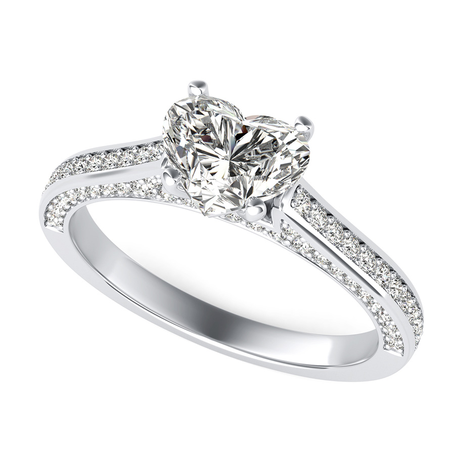 Cathedral Engagement Ring With Pave Side Stones