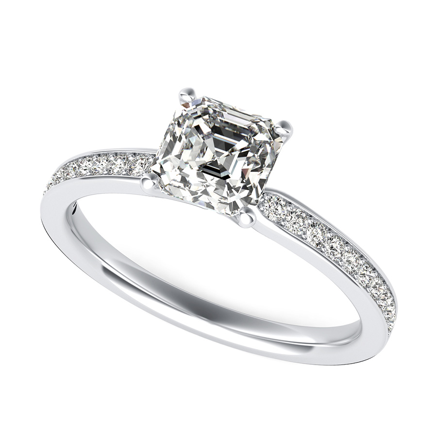 Classic Engagement Ring With Pave Side Stones