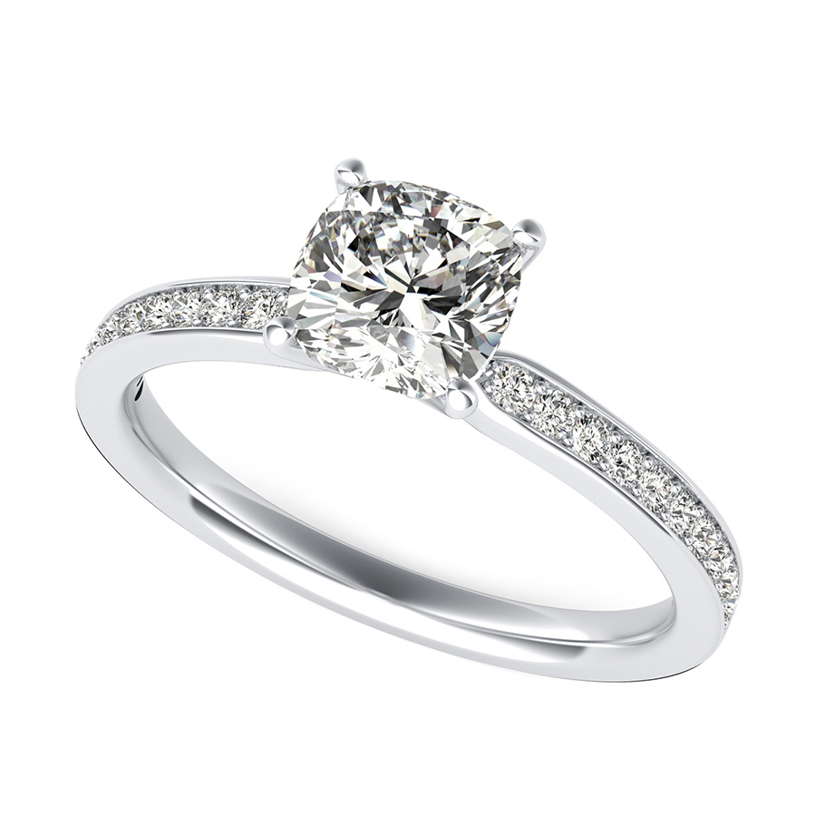 Classic Engagement Ring With Pave Side Stones