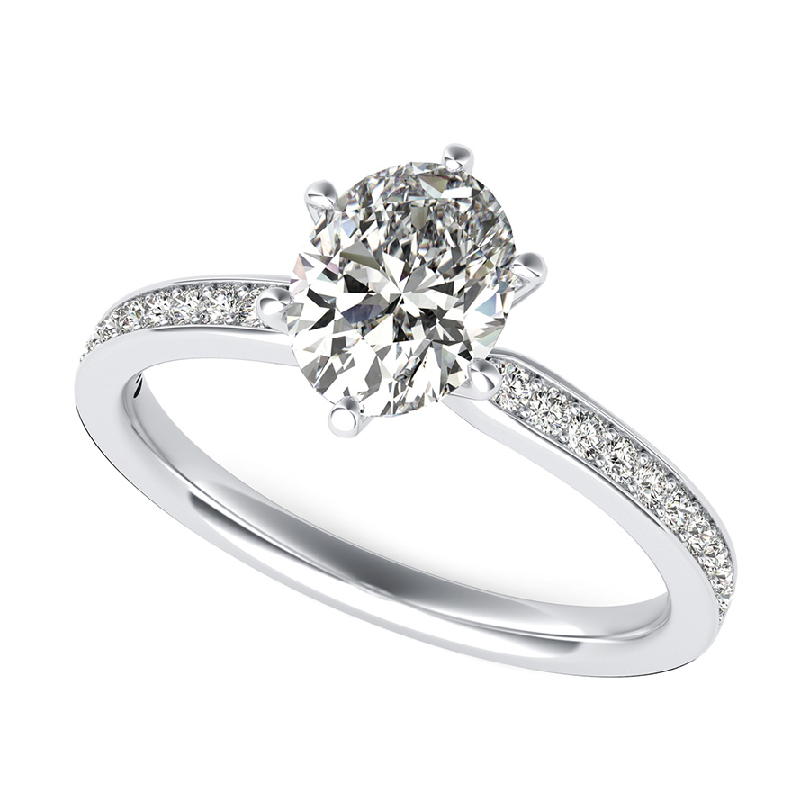 Classic Engagement Ring With Pave Side Stones