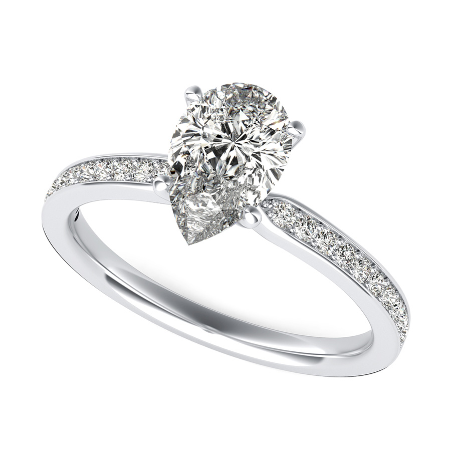 Classic Engagement Ring With Pave Side Stones