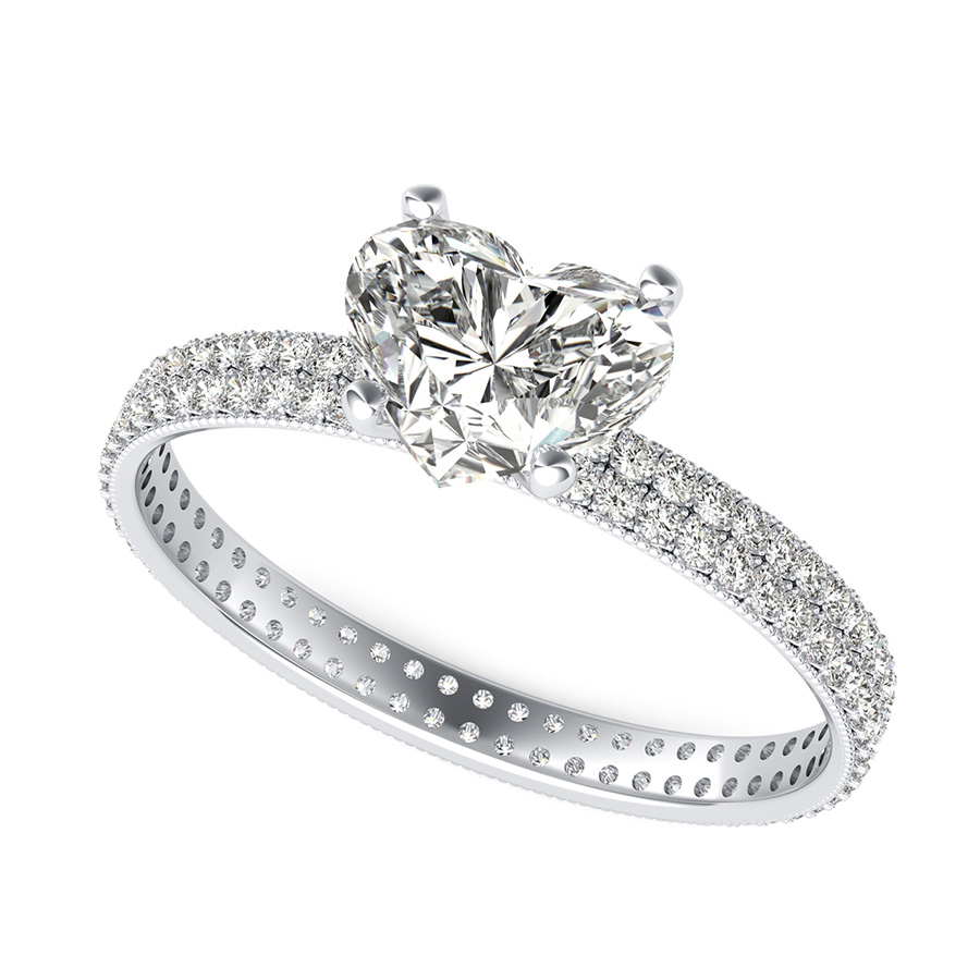 Double Row Eternity Engagement Ring with Milgrain