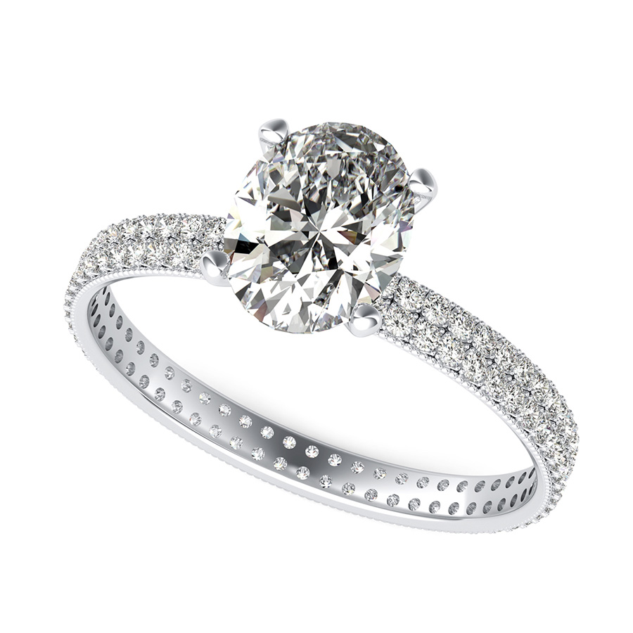 Double Row Eternity Engagement Ring with Milgrain