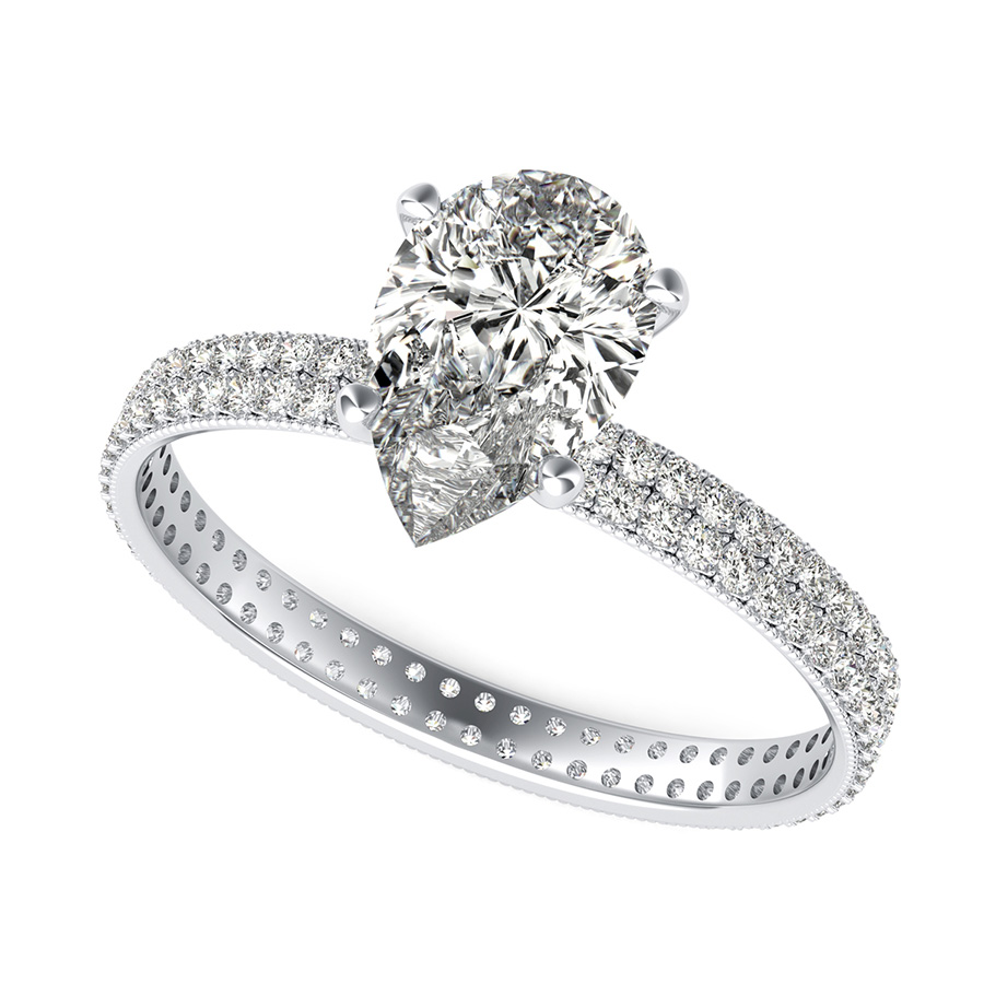 Double Row Eternity Engagement Ring with Milgrain